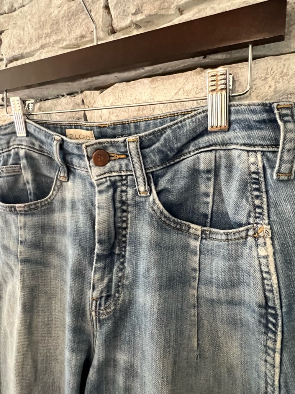 Pilcro Anthropologie Barrel Jeans Womens 26 High Rise Cropped Curved Denim - Picture 2 of 12